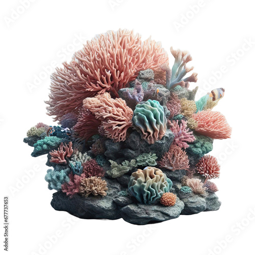  Coral reef isolated on transparent background cutout