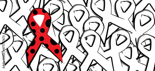 Ladybug ribbon. Red, black dots ribbons. Holland or the Netherlands, is the ladybug is a symbol against "senseless violence". Often placed in places with a fatal outcome. 