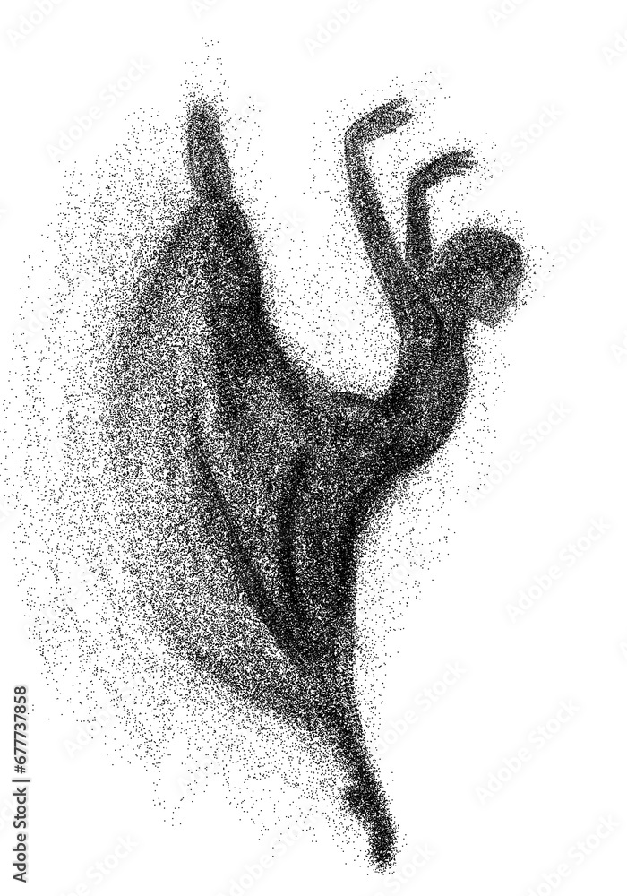 Baller dancer in the form of dots particles expanding in flow in wind Baller dancer in the form of dots particles expanding in flow in wind
