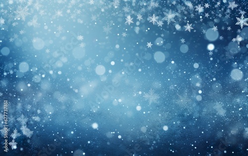 Christmas blue background with snow