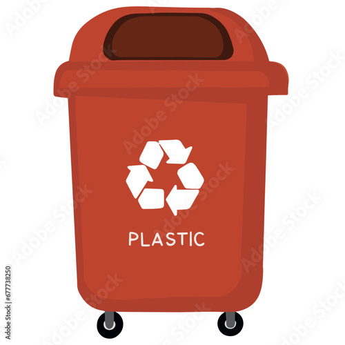Plastic recycle icon red trash vector hand drawn
