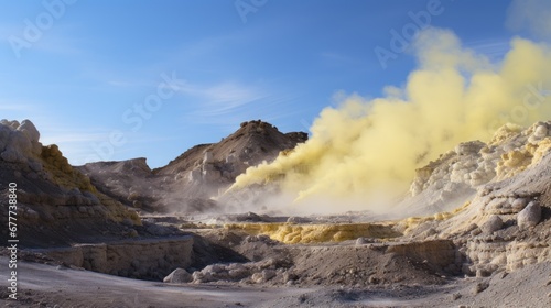 Sulfur Crater on Mountain Landscape Photography