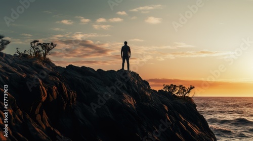 A Man on a Cliff Landscape Photography