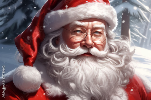 Santa Claus in weihnachtlicher Umgebung, generated image