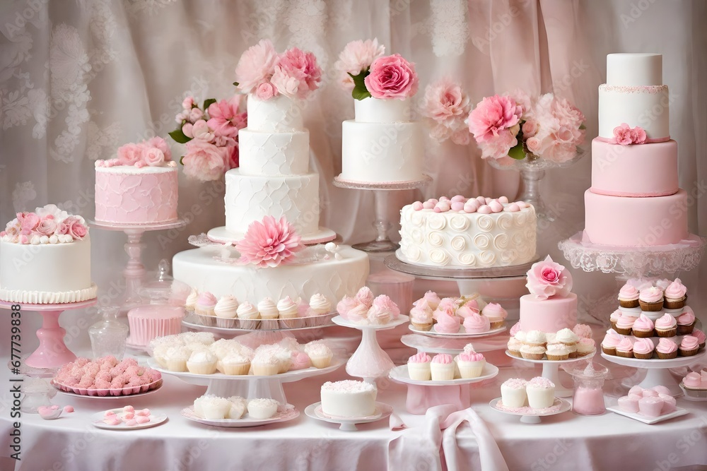 hite and pink Dessert table hite and pink Dessert table