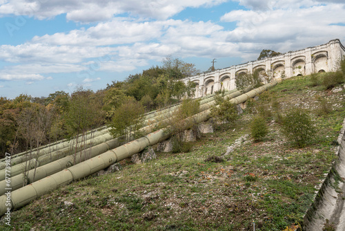 Forced pipelines of an old hydroelectric power station photo