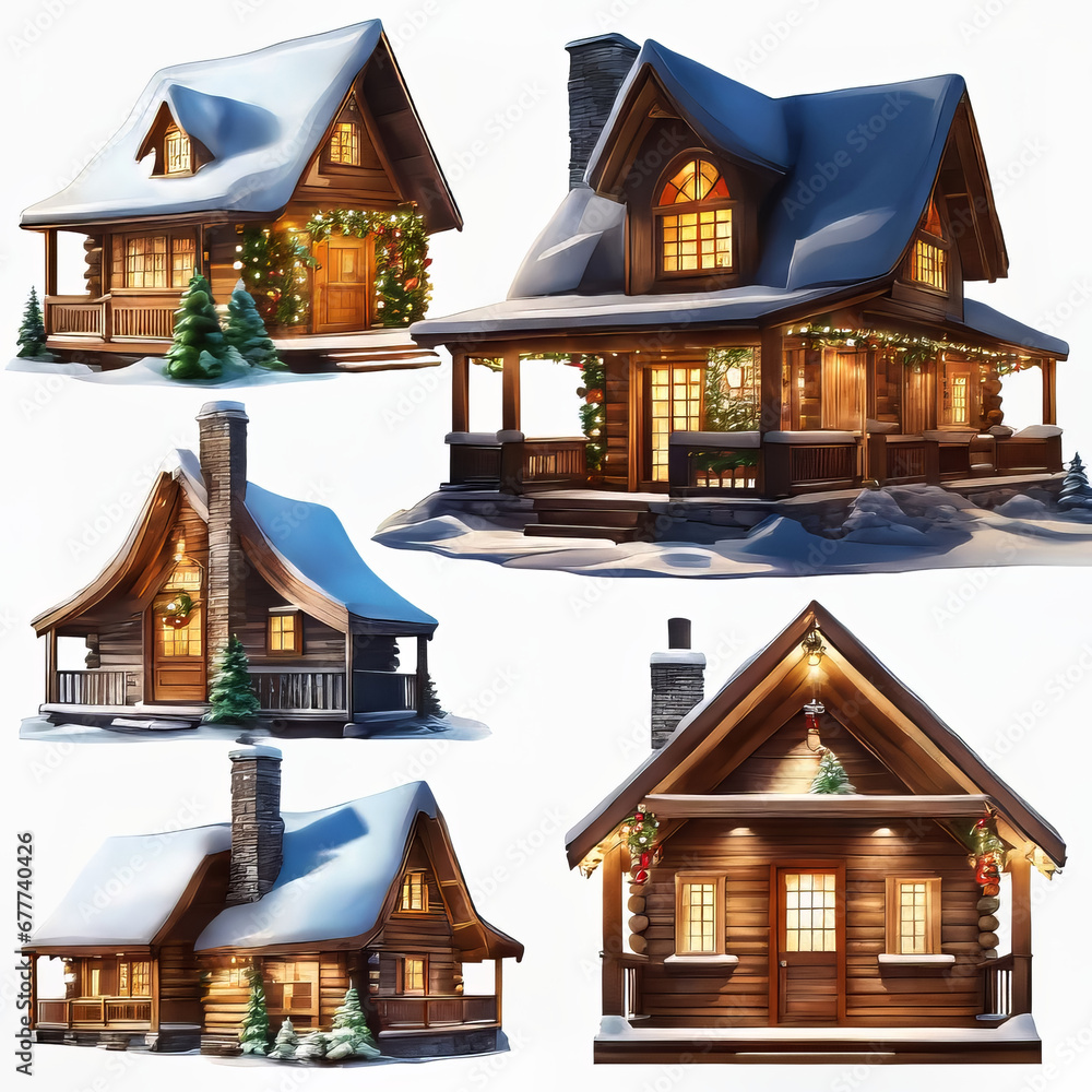 Fototapeta premium weihnachtliche Hütten, generated image