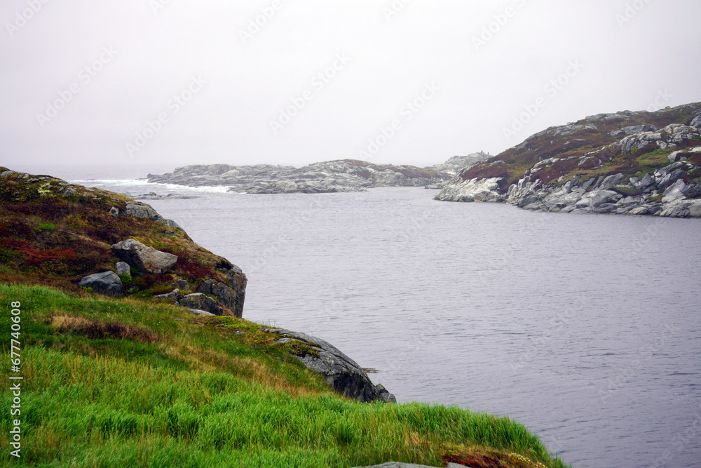 Rocky inlet on a cloudy day on Newfoundland's south coast