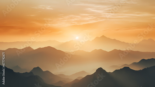 Sunrise on the mountain abstract background poster web page PPT background © jiejie