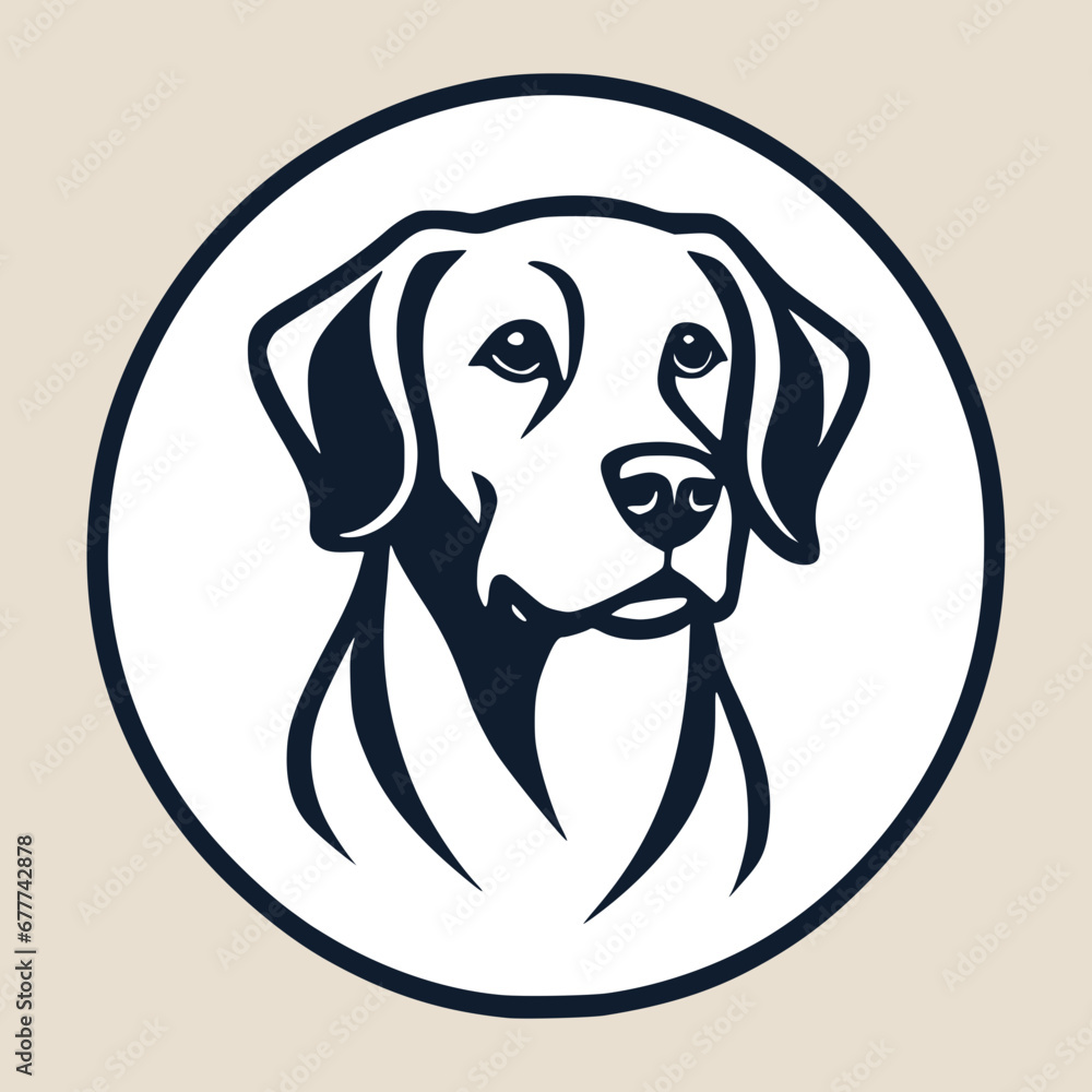 Portrait of a dog, black and white vector illustration