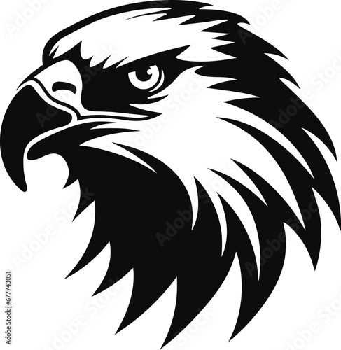 Eagle heads black and white vector. Silhouette eps shapes of eagle illustration.