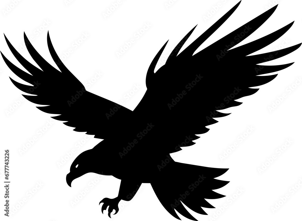 Obraz premium Bald Eagle silhouette isolated on white