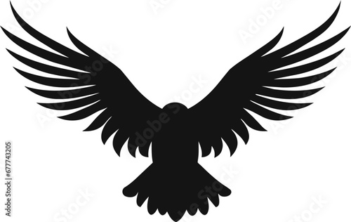 Bald Eagle silhouette isolated on white photo