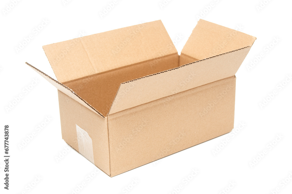 Open cardboard box close up isolated on white background Open cardboard box close up isolated on white background