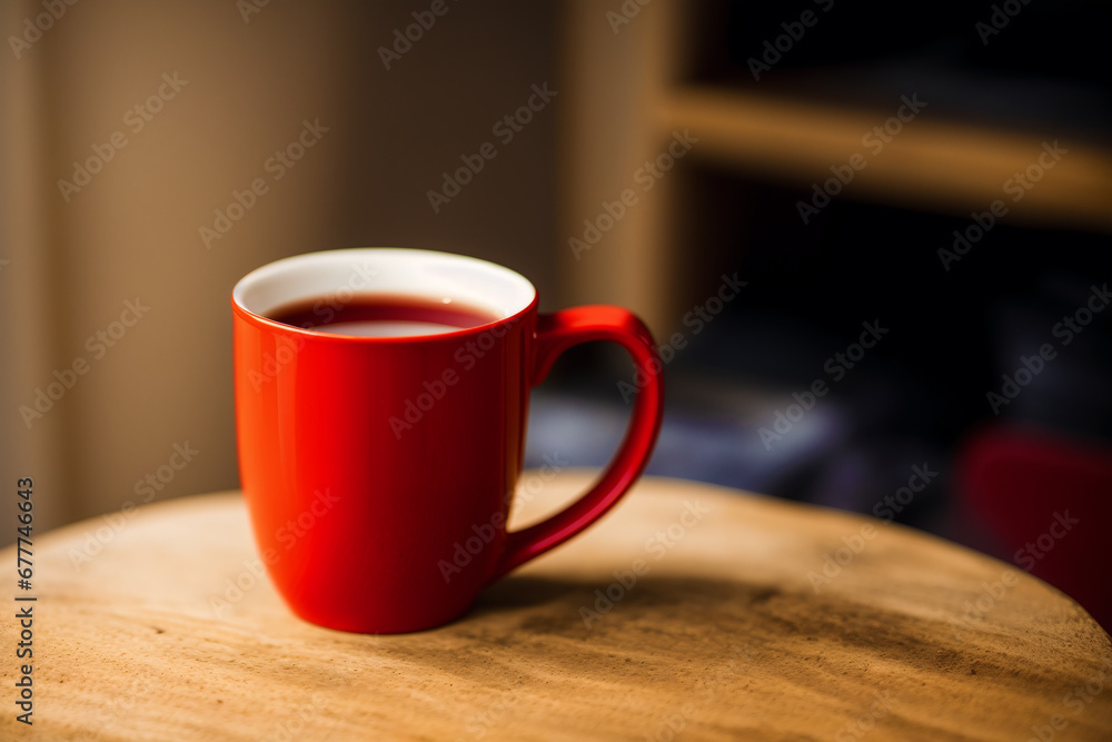A red mug. Passionate Flames. The Fiery Red Mug. Generative AI A red mug. Passionate Flames. The Fiery Red Mug. Generative AI