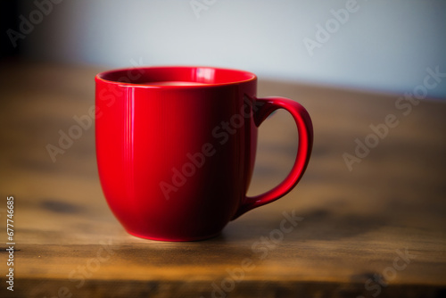 A red mug. Passionate Flames. The Fiery Red Mug. Generative AI