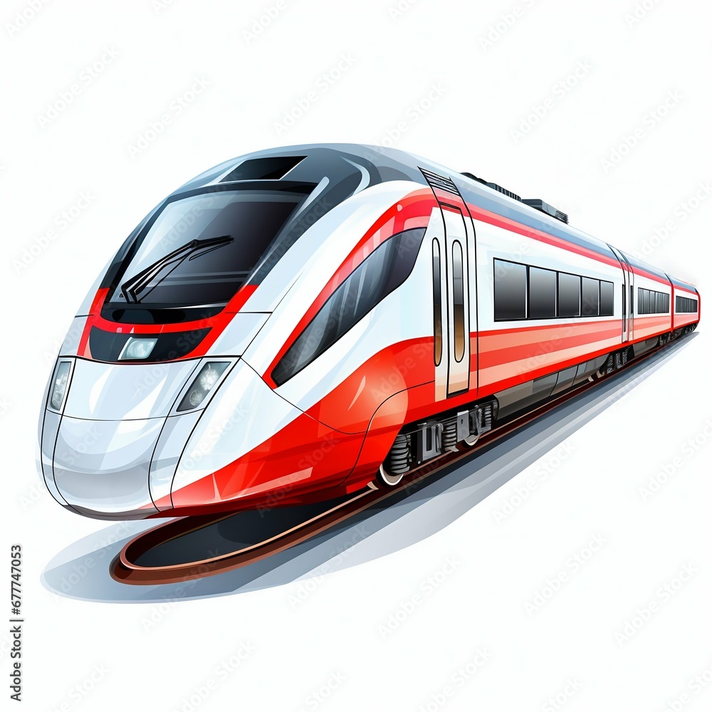 Naklejka premium Modern Bright Fast Train, Isolated on White Background. Generative ai