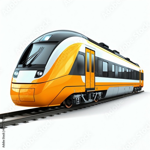 Modern Bright Fast Train, Isolated on White Background. Generative ai