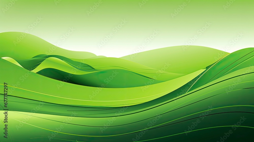 Abstract organic green lines as wallpaper background illustration, Generative AI