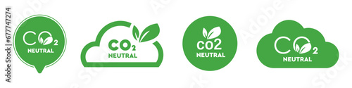 CO2 Neutral Labels vector set. Carbon dioxide neutral stickers.