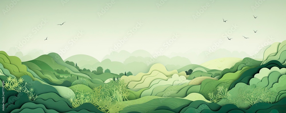 Abstract organic green lines as wallpaper background illustration, Generative AI Abstract organic green lines as wallpaper background illustration, Generative AI