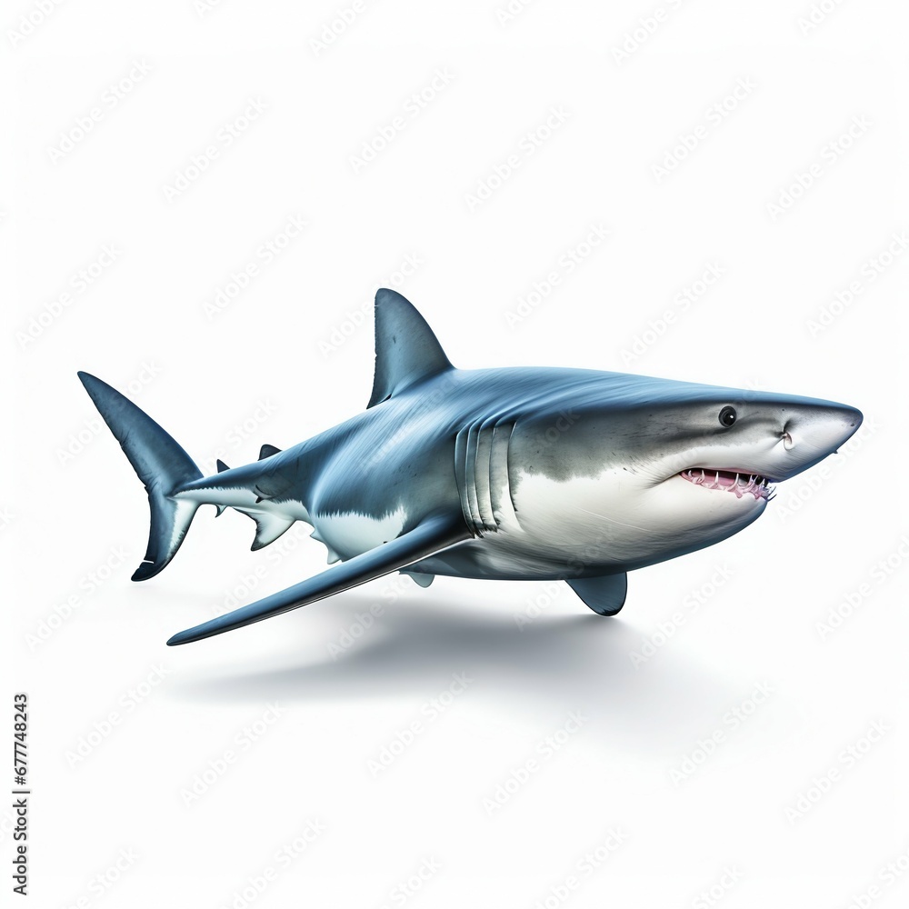 Shark Isolated on White Background. Generative ai Shark Isolated on White Background. Generative ai
