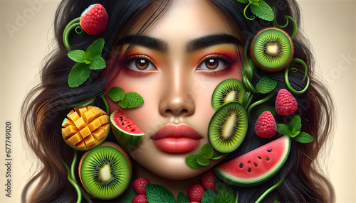 Fruit Adorned Beauty Portrait