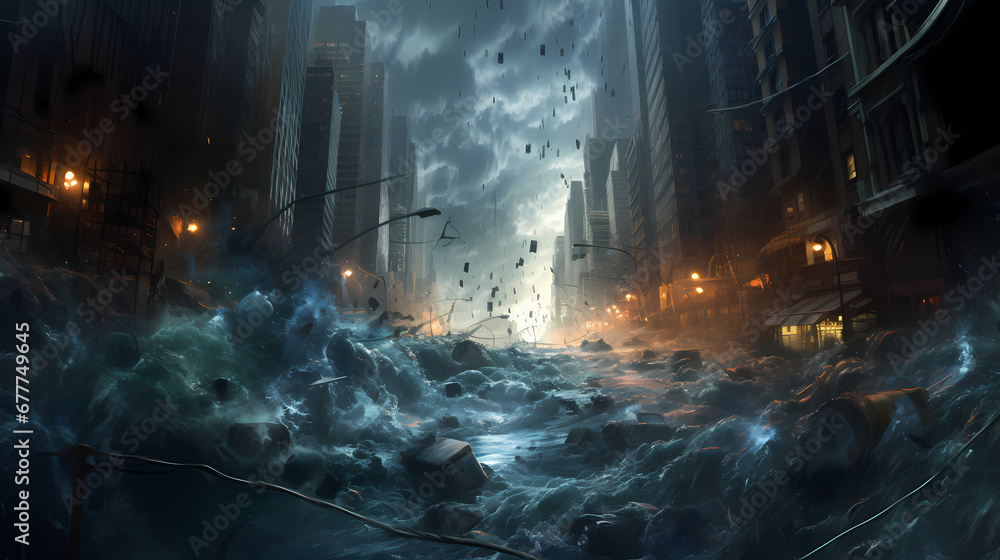 Data flood is like a tide sweeping the city abstract poster web page PPT background, digital technology background, digital technology background Data flood is like a tide sweeping the city abstract poster web page PPT background, digital technology background, digital technology background
