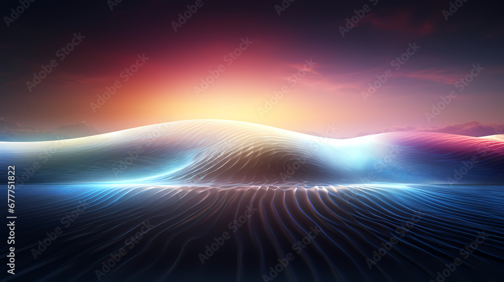 Sound bar releases 360-degree surround sound waves abstract poster web page PPT background, digital technology background