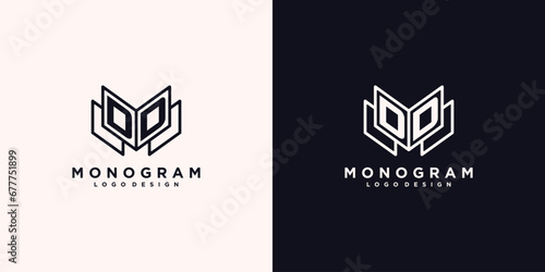 Initials letter DD with book line art education logo symbol vector illustration