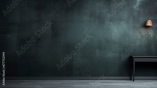 Empty dark abstract cement wall and studio room with smoke float up interior texture for display products wall background, Generative Ai © kanesuan