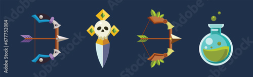 Fantasy Weapon as Game Asset and Icon Vector Set