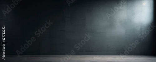 Empty dark abstract cement wall and studio room with smoke float up interior texture for display products wall background, Generative Ai © kanesuan
