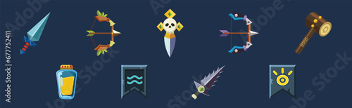 Fantasy Weapon as Game Asset and Icon Vector Set