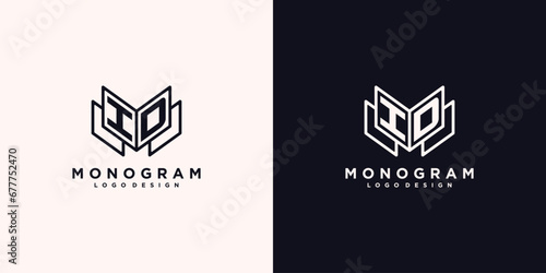Initials letter ID with book line art education logo symbol vector illustration
