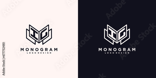 Initials letter IG with book line art education logo symbol vector illustration