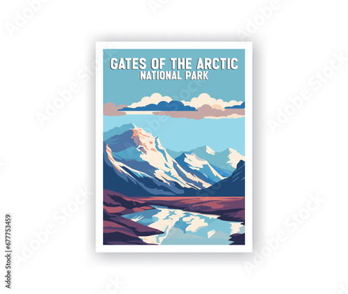 Gates of the Arctic, National Park Illustration Art. Travel Poster Wall Art. Minimalist Vector art. Vector Style. Template of Illustration Graphic Modern Poster for art prints or banner design.