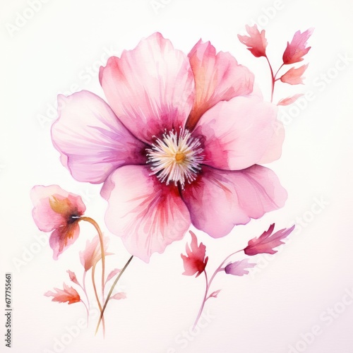 watercolor flower illustration with splashes on a white background.