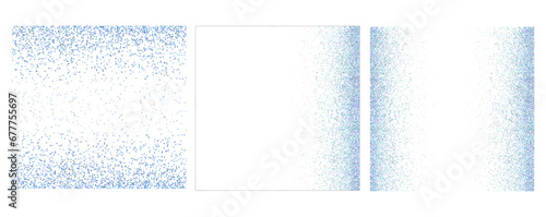 set of square frames of blue glitter snow sparkles