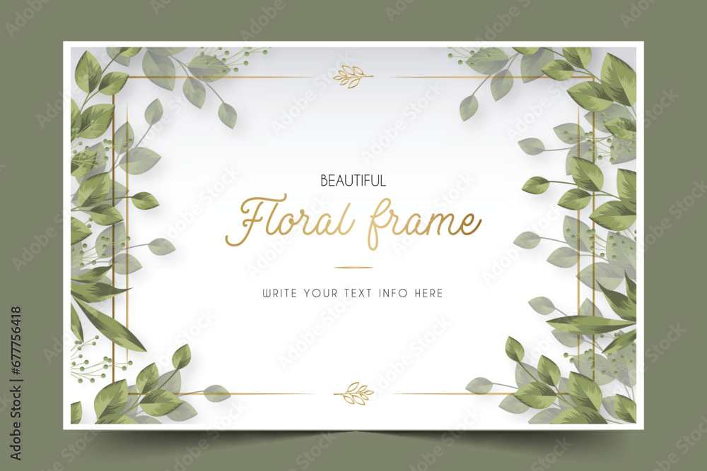 modern beautiful floral frame with leaves template