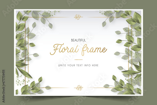 modern beautiful floral frame with leaves template