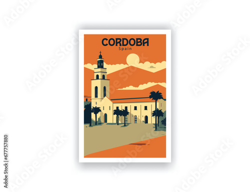Cordoba, Spain, Vintage Travel Posters. Vector art. Famous Tourist Destinations Posters Art Prints Wall Art and Print Set Abstract Travel for Hikers Campers Living Room Decor