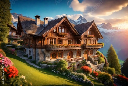  the dreamy and idyllic Swiss house, a charming retreat with an alpine backdrop and magical atmosphere.