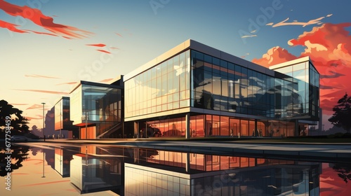 A modern office building symbolizing business and finance. AI generate illustration