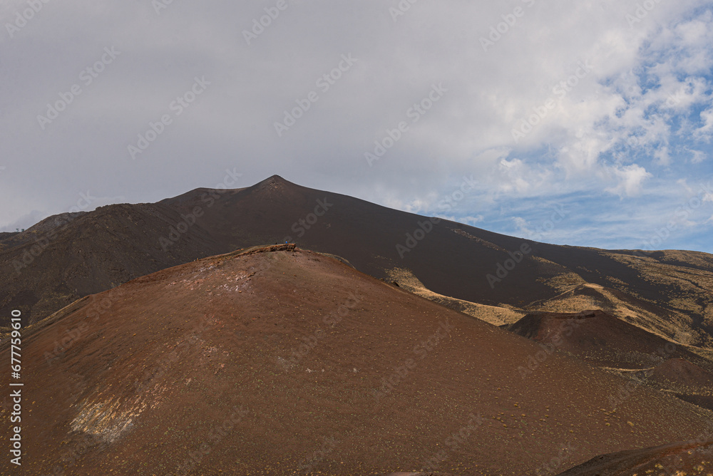 Mount Etna landscape in Sicily, Italy with blue sky