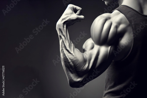 A Close Up Of A Man's Arm And Arm Muscles. Fitness For Men. ai generative