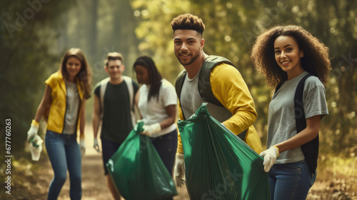 A group of friends participating in a community cleanup event photo