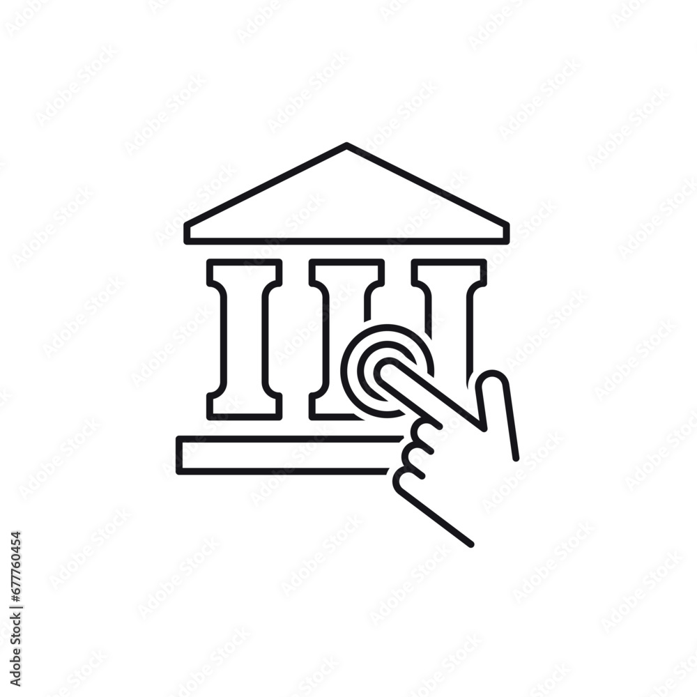 Contact the bank. Find out and clarify financial information. Vector linear illustration icon isolated on white background. Contact the bank. Find out and clarify financial information. Vector linear illustration icon isolated on white background.