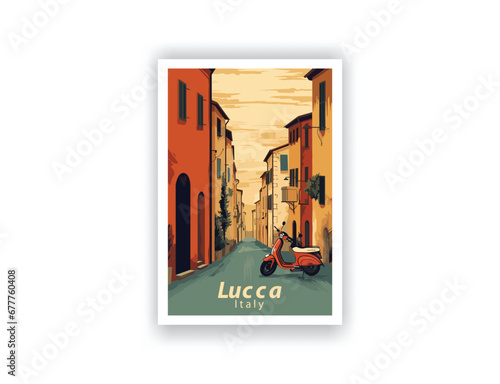 Lucca, Italy. Vintage Travel Posters. Vector art. Famous Tourist Destinations Posters Art Prints Wall Art and Print Set Abstract Travel for Hikers Campers Living Room Decor