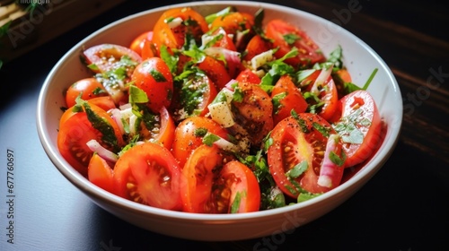 tomato salad with red tomatoes and spices